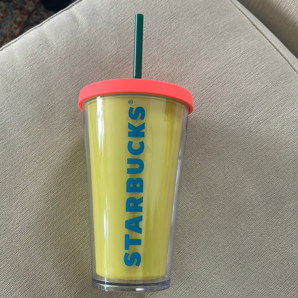 Neon Yellow Starbucks Colorblock cup 16 oz - Picture 1 of 4